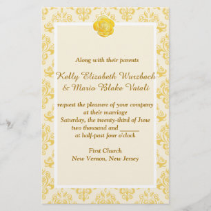 Yellow Floral wedding invitation Stationery