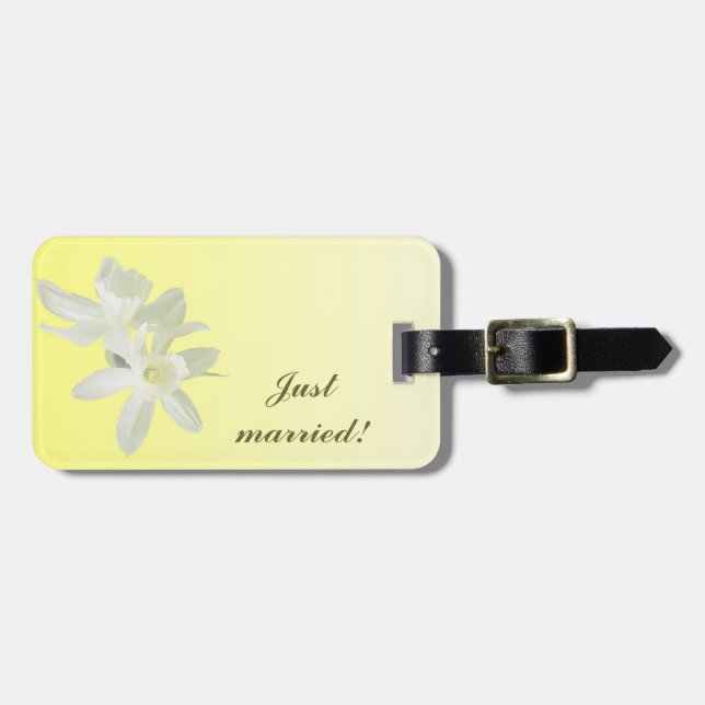 Yellow Floral Wedding Luggage Tag (Front Horizontal)