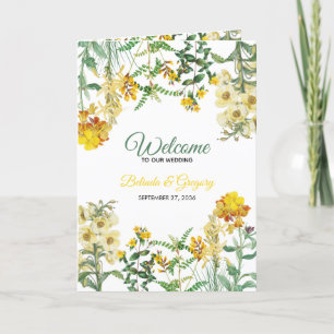 Yellow Floral Wedding Program Order of Service