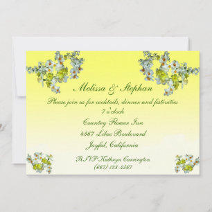 Yellow Floral Wedding Reception Invitation