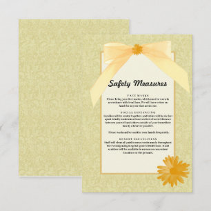 Yellow Floral Wedding Safety Measures Enclosure Card