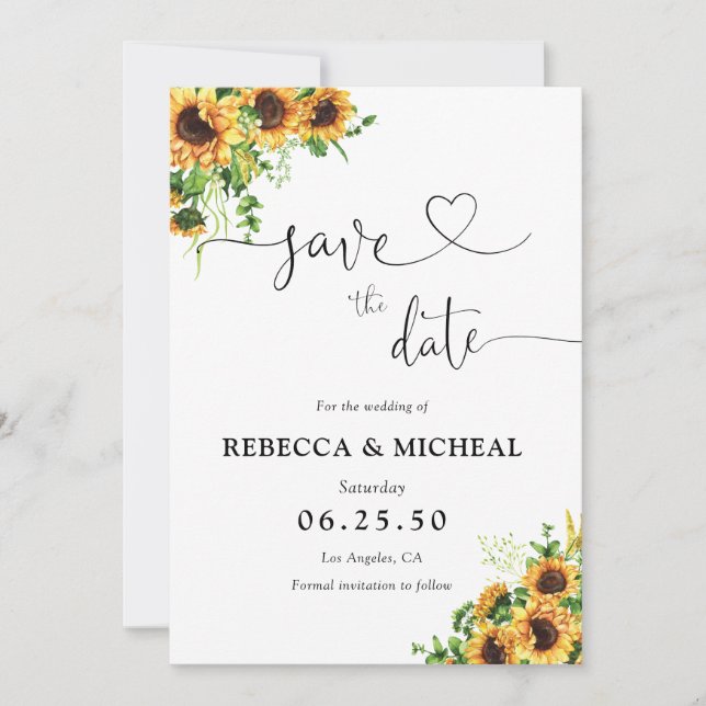 Yellow Floral Wedding Save The Date (Front)