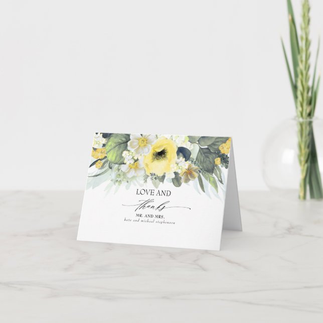 Yellow Floral Wedding Thank You (Front)