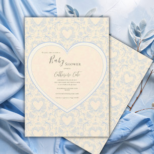Yellow Floral Whimsical Heart Baby Shower  Invitation