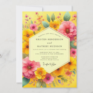 Yellow Floral Whimsy Wedding Invitation