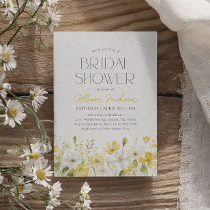 Yellow Floral Wildflower Bridal Shower Invitation