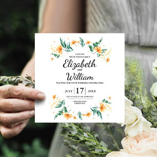 Yellow Floral Wildflower Save the Date Wedding Invitation
