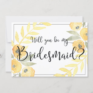 Yellow Floral Will You Be My Bridesmaid Cards