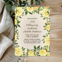 Yellow Floral Woman's 70th Birthday Party  