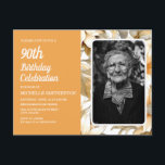 Yellow Floral Women's 90th Birthday Photo Invitation Postcard<br><div class="desc">Beautiful yellow botanical women's 90th birthday party photo invitation postcard.  Text is fully customizable,  so this card can be designed for any age.  Contact me for assistance with customization or to request matching products.</div>