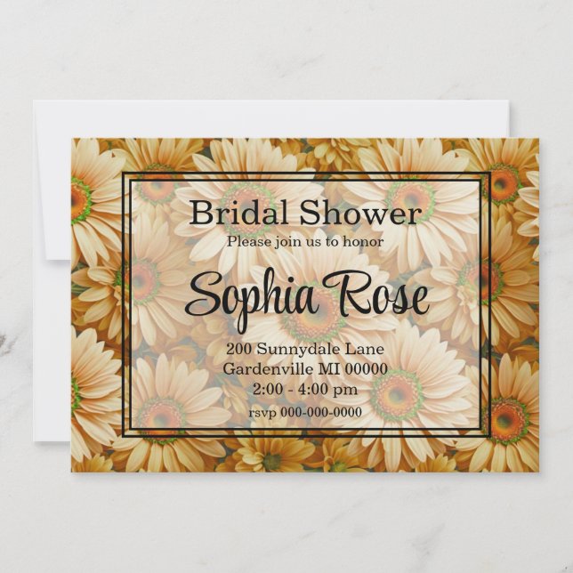 Yellow floral yellow sunflower yellow daisies  invitation (Front)