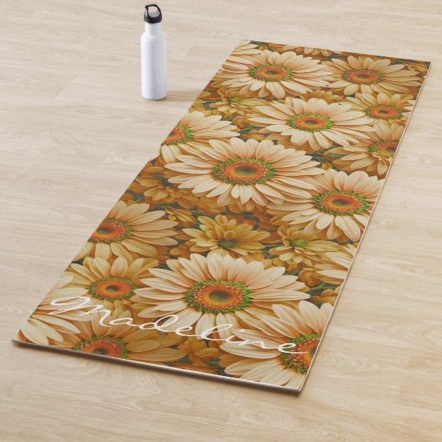 Yellow floral yellow sunflower yellow daisies  yoga mat (In Situ)
