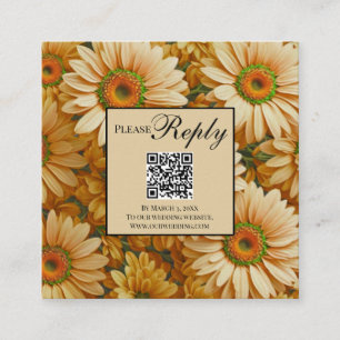 Yellow floral yellow  yellow daisies qr code enclosure card