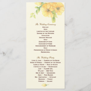 Yellow Florals Wedding Program Photo Keepsake