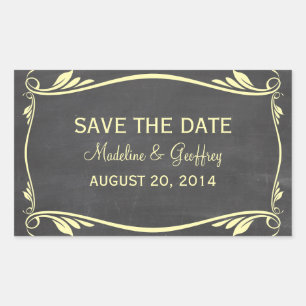 Yellow Flourish Chalkboard Save the Date Stickers