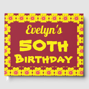 Yellow Flower 50th Birthday Party Guest Book