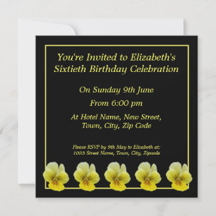 Yellow Flower 60th Birthday Invitations