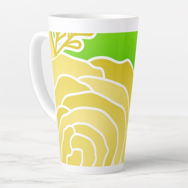 Yellow Flower Abstract Style Latte Mug (Left Angle)