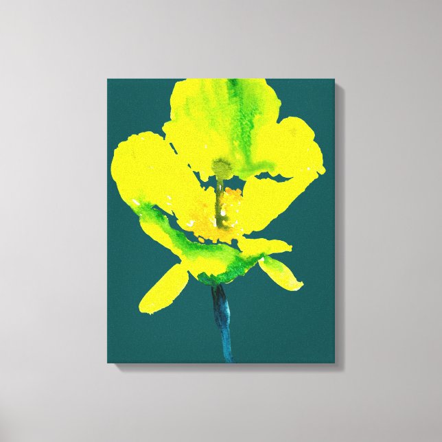 Yellow flower abstract watercolor  canvas print (Front)