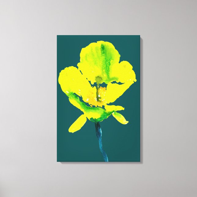 Yellow flower abstract watercolor  canvas print (Front)