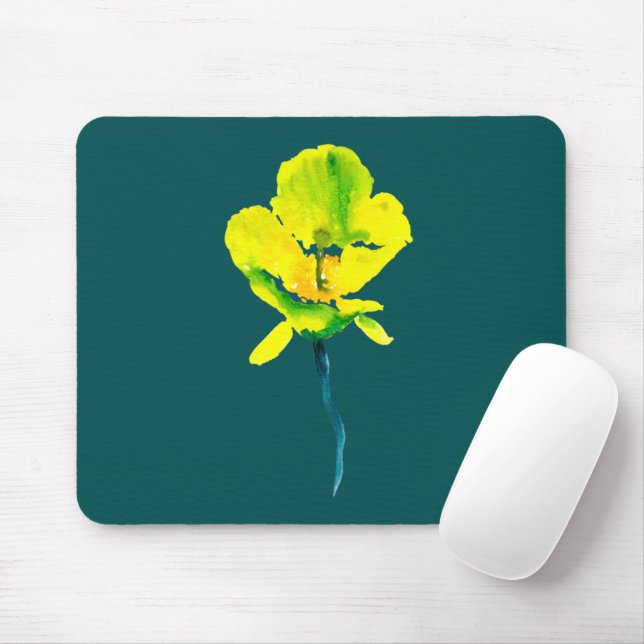Yellow flower abstract watercolor  mouse pad (With Mouse)