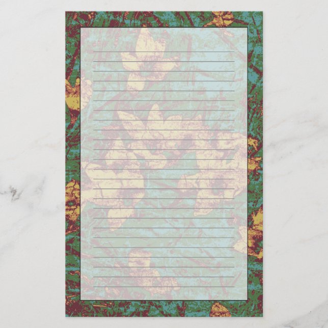 Yellow flower against leaf camouflage pattern 2 stationery (Front)