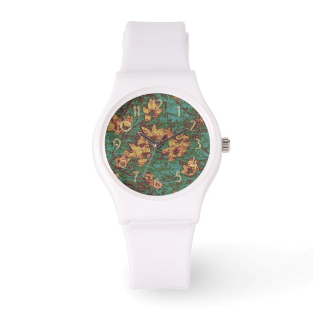 Yellow flower against leaf camouflage pattern 2 watch (Front)