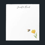yellow flower and bee Illustration Notepad<br><div class="desc">Elegant, bright, cheerful notepad featuring watercolor illustrations of bee flying over yellow flower. Nice for reminder notes! These notepad makes wonderful holiday gifts or hostess gifts. "Edit this design template" boxes on the right hand side of the item, or click the blue "Customize it" button to arrange the text, change...</div>