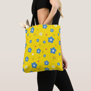 Yellow Flower Art Pattern Aesthetic Flower PNG Tra Tote Bag