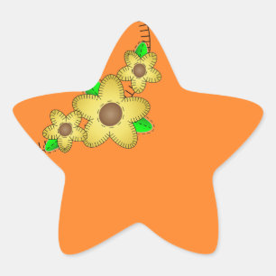 Yellow Flower  Background Star Sticker