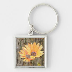 Yellow Flower Bark Keychain
