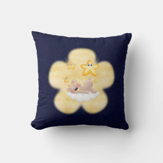 Yellow Flower Bear Throw Pillow