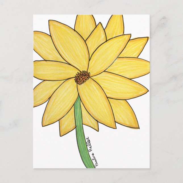 Yellow Flower- Blank Folded Greeting Card (Front)