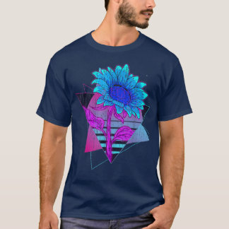 Yellow Flower Blossom Synthwave Retro Vaporwave Su T-Shirt
