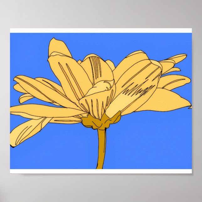 Yellow flower, blue and yellow poster (Front)