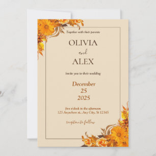 Yellow Flower Borderline Wedding Invitation