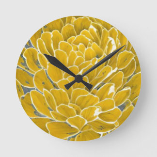 yellow flower botanical round clock