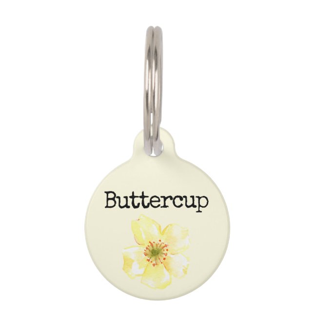 Yellow Flower Buttercup Pet Tag (Front)