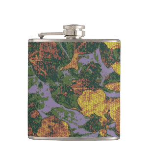 Yellow flower camouflage pattern hip flask