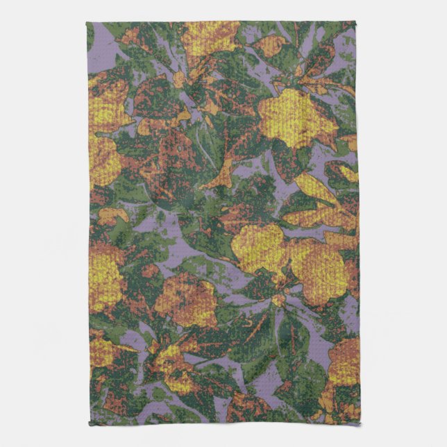 Yellow flower camouflage pattern kitchen towel (Vertical)