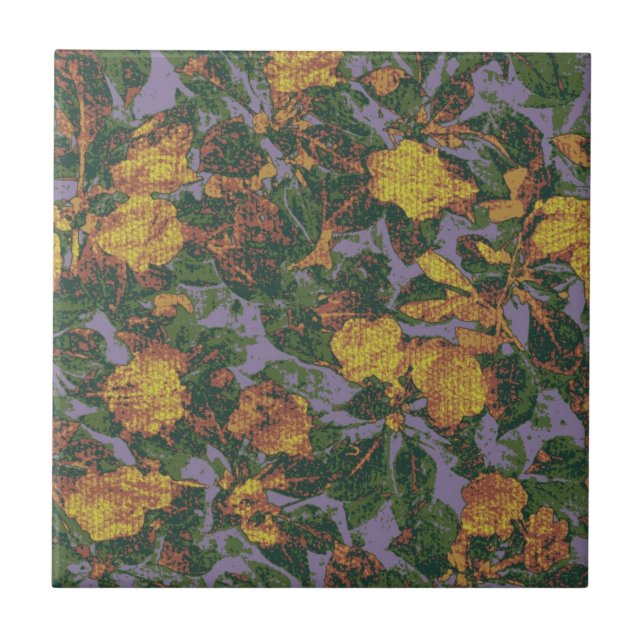 Yellow flower camouflage pattern tile (Front)