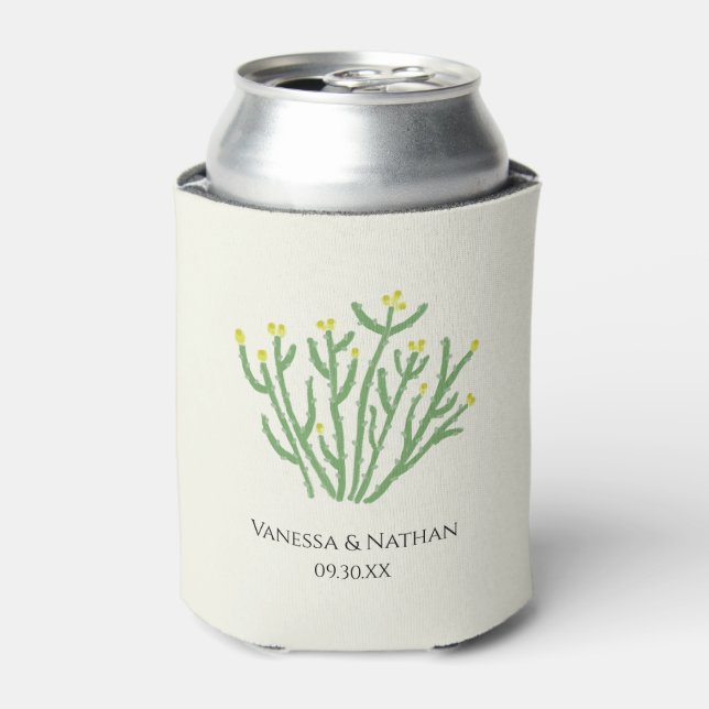 Yellow Flower Cholla Cactus Wedding Favour Can Cooler (Can Front)
