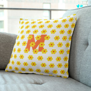 Yellow Flower daisies Bold and Cheerful Floral  Throw Pillow