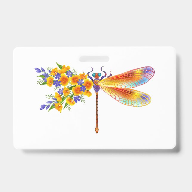 Yellow Flower Dragonfly Badge (Front)
