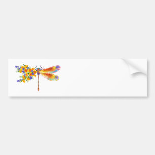 Yellow Flower Dragonfly Bumper Sticker