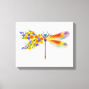 Yellow Flower Dragonfly Canvas Print