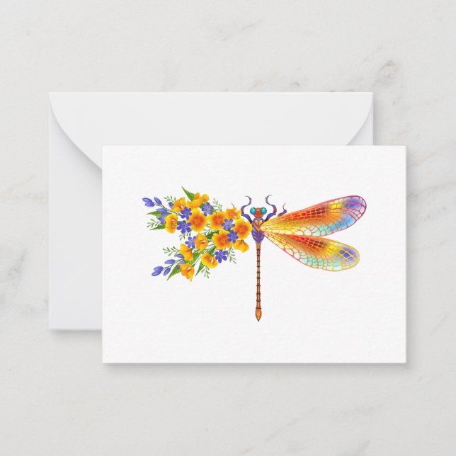 Yellow Flower Dragonfly Card (Front)