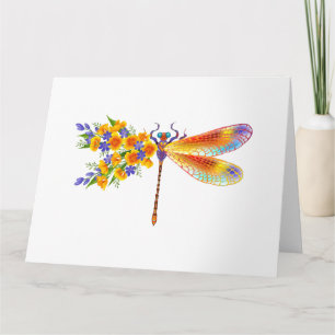 Yellow Flower Dragonfly Card