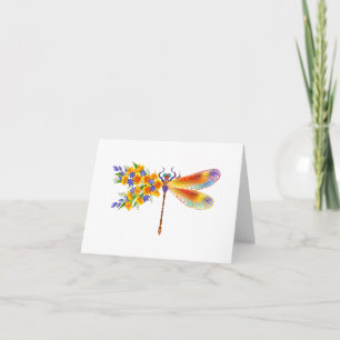 Yellow Flower Dragonfly Card