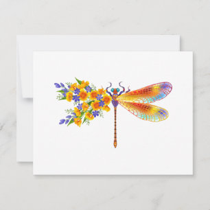 Yellow Flower Dragonfly Card